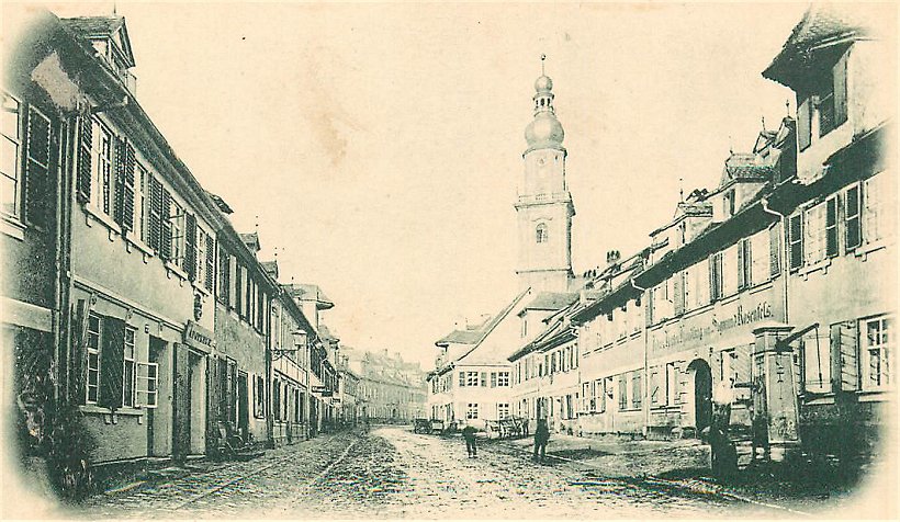 Erlangen Hauptstraße mit Brunnen 1898