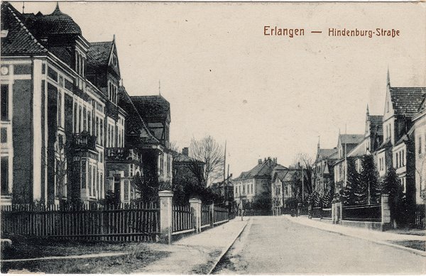 Hindenburgstraße in Erlangen ca. 1918